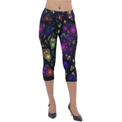 Stained Glass Crystal Art Lightweight Velour Capri Leggings  by Cowasu