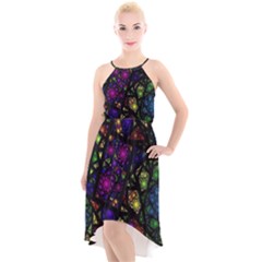 Stained Glass Crystal Art High-low Halter Chiffon Dress  by Cowasu