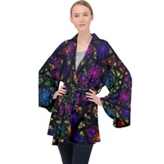 Stained Glass Crystal Art Long Sleeve Velvet Kimono  by Cowasu