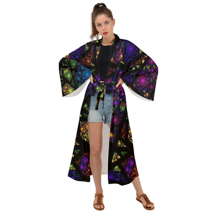 Stained Glass Crystal Art Maxi Kimono