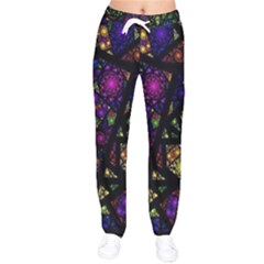 Stained Glass Crystal Art Women Velvet Drawstring Pants by Cowasu