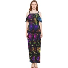 Stained Glass Crystal Art Draped Sleeveless Chiffon Jumpsuit by Cowasu