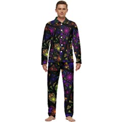 Stained Glass Crystal Art Men s Long Sleeve Velvet Pocket Pajamas Set by Cowasu