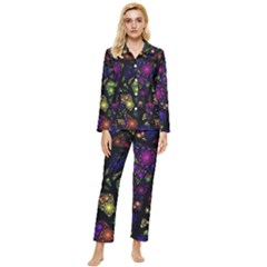 Stained Glass Crystal Art Womens  Long Sleeve Velvet Pocket Pajamas Set by Cowasu