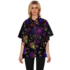 Stained Glass Crystal Art Women s Batwing Button Up Shirt