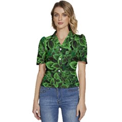 Shanghai Botanical Garden Puffed Short Sleeve Button Up Jacket