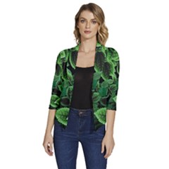 Shanghai Botanical Garden Women s Draped Front 3/4 Sleeve Shawl Collar Jacket by Cowasu