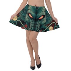 Dragon Art Velvet Skater Skirt by Cowasu