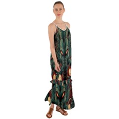 Dragon Art Cami Maxi Ruffle Chiffon Dress