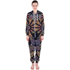 Skull Death Mosaic Artwork Stained Glass Hooded Jumpsuit (ladies) by Cowasu