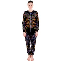 Skull Death Mosaic Artwork Stained Glass Onepiece Jumpsuit (ladies) by Cowasu