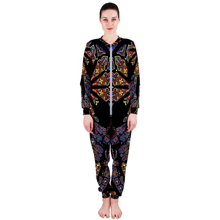 Skull Death Mosaic Artwork Stained Glass OnePiece Jumpsuit (Ladies)