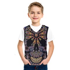 Skull Death Mosaic Artwork Stained Glass Kids  Basketball Tank Top by Cowasu