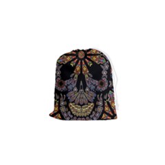 Skull Death Mosaic Artwork Stained Glass Drawstring Pouch (xs) by Cowasu