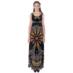 Skull Death Mosaic Artwork Stained Glass Empire Waist Maxi Dress by Cowasu