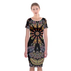 Skull Death Mosaic Artwork Stained Glass Classic Short Sleeve Midi Dress by Cowasu