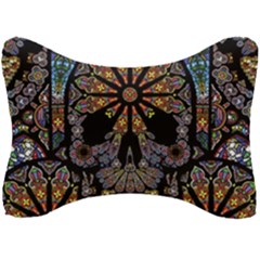 Skull Death Mosaic Artwork Stained Glass Seat Head Rest Cushion by Cowasu