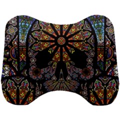 Skull Death Mosaic Artwork Stained Glass Head Support Cushion by Cowasu