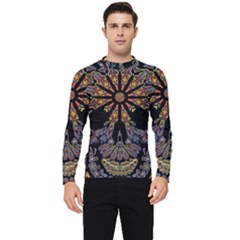 Skull Death Mosaic Artwork Stained Glass Men s Long Sleeve Rash Guard by Cowasu