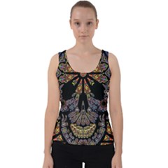 Skull Death Mosaic Artwork Stained Glass Velvet Tank Top by Cowasu