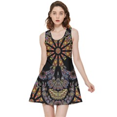 Skull Death Mosaic Artwork Stained Glass Inside Out Reversible Sleeveless Dress by Cowasu