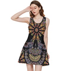 Skull Death Mosaic Artwork Stained Glass Inside Out Racerback Dress by Cowasu