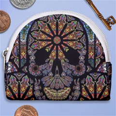 Skull Death Mosaic Artwork Stained Glass Horseshoe Style Canvas Pouch by Cowasu