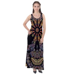 Skull Death Mosaic Artwork Stained Glass Sleeveless Velour Maxi Dress by Cowasu