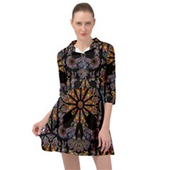 Skull Death Mosaic Artwork Stained Glass Mini Skater Shirt Dress by Cowasu