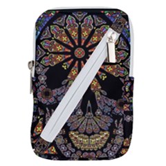 Skull Death Mosaic Artwork Stained Glass Belt Pouch Bag (large) by Cowasu