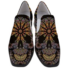 Skull Death Mosaic Artwork Stained Glass Women Slip On Heel Loafers by Cowasu