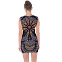 Skull Death Mosaic Artwork Stained Glass Lace Up Front Bodycon Dress View2