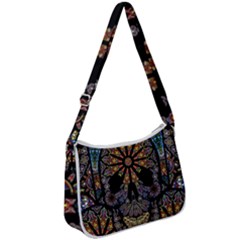 Skull Death Mosaic Artwork Stained Glass Zip Up Shoulder Bag by Cowasu