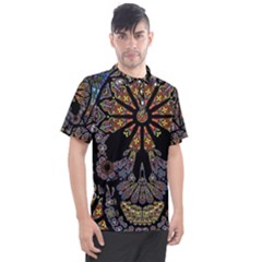 Skull Death Mosaic Artwork Stained Glass Men s Polo Tee by Cowasu