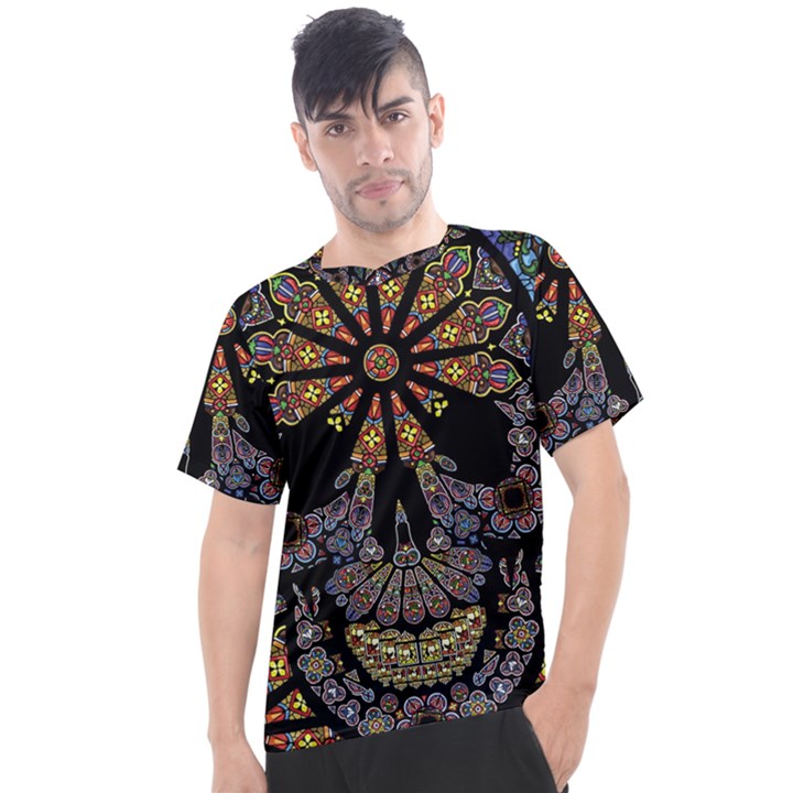 Skull Death Mosaic Artwork Stained Glass Men s Sport Top