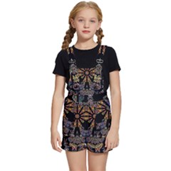 Skull Death Mosaic Artwork Stained Glass Kids  Short Overalls by Cowasu