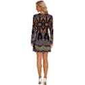 Skull Death Mosaic Artwork Stained Glass Long Sleeve Deep V Mini Dress  View4