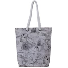 Vintage Cartography Atlas Nautical Map Full Print Rope Handle Tote (small) by Cowasu