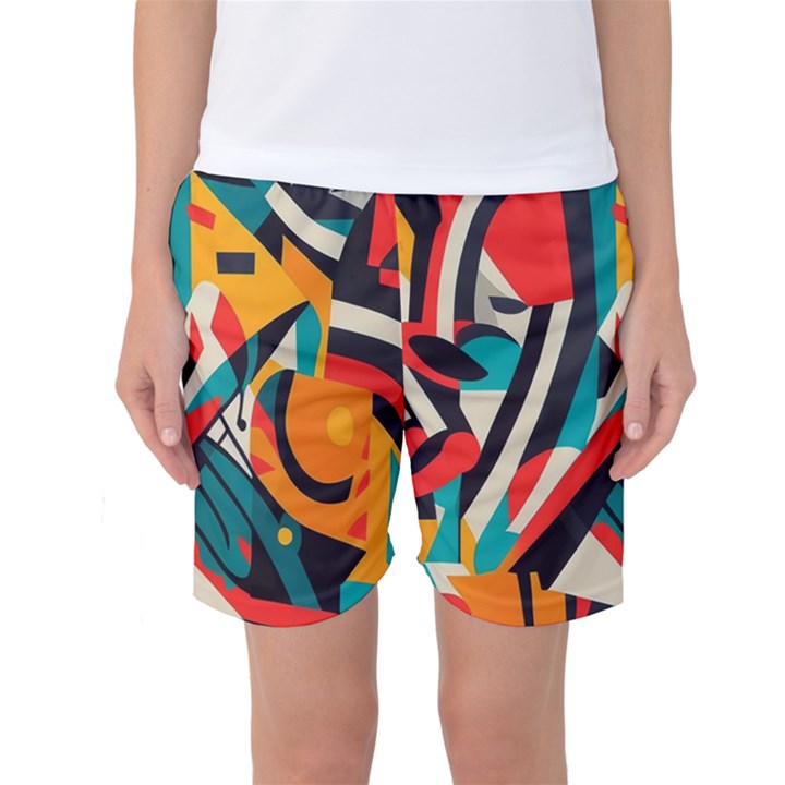 Colorful Abstract Women s Basketball Shorts