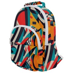 Colorful Abstract Rounded Multi Pocket Backpack by Jack14