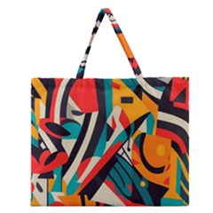 Colorful Abstract Zipper Large Tote Bag by Jack14