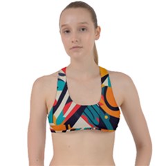 Colorful Abstract Criss Cross Racerback Sports Bra by Jack14