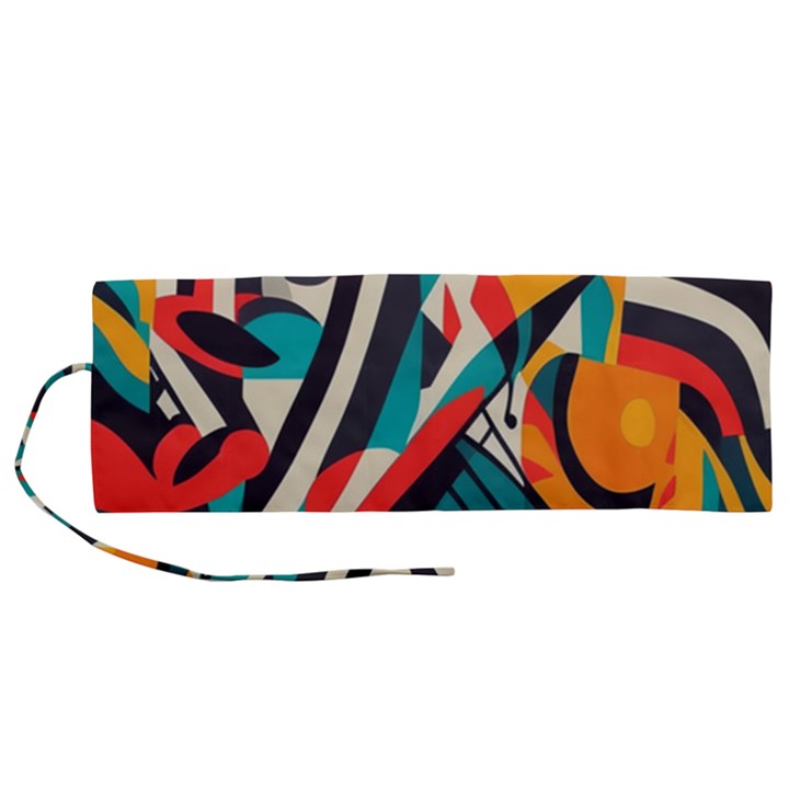 Colorful Abstract Roll Up Canvas Pencil Holder (M)