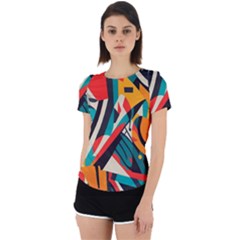 Colorful Abstract Back Cut Out Sport Tee by Jack14