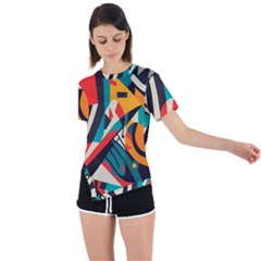 Colorful Abstract Asymmetrical Short Sleeve Sports Tee by Jack14