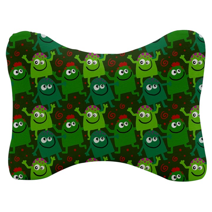 Green Monster Cartoon Seamless Tile Abstract Velour Seat Head Rest Cushion