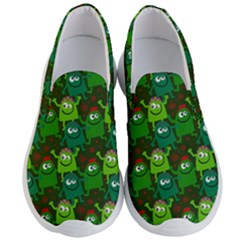 Green Monster Cartoon Seamless Tile Abstract Men s Lightweight Slip Ons by Bangk1t