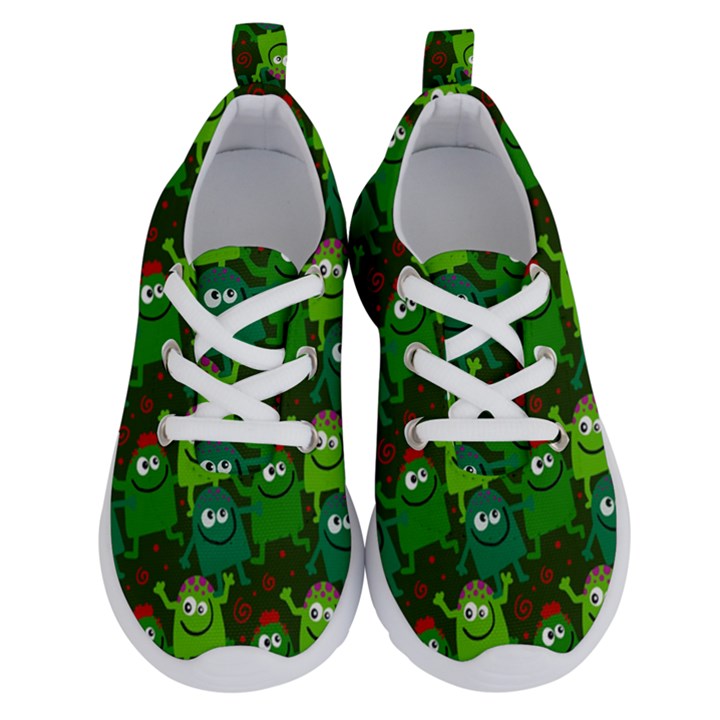 Green Monster Cartoon Seamless Tile Abstract Running Shoes