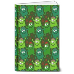 Green Monster Cartoon Seamless Tile Abstract 8  X 10  Hardcover Notebook by Bangk1t