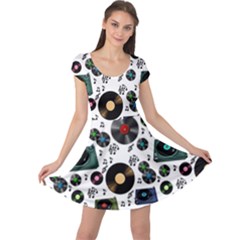 Records Vinyl Seamless Background Cap Sleeve Dress by Bangk1t